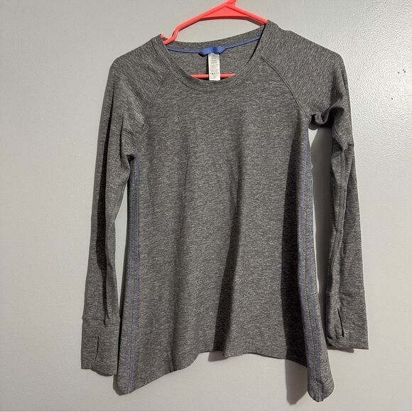 Ivivva Kids Mindful Moments Gray Long Sleeve Top Size 10 Athletic blue trim - Picture 1 of 5